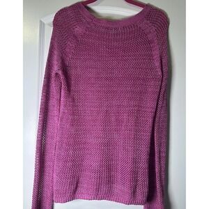 ANA Sweater Womens Large Pink Open‎ Weave Pullover Mesh Knit Top